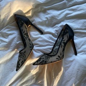 Manolo Blahnik black lace pumps